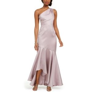 ONE-SHOULDER RUFFLED EVENING DRESS